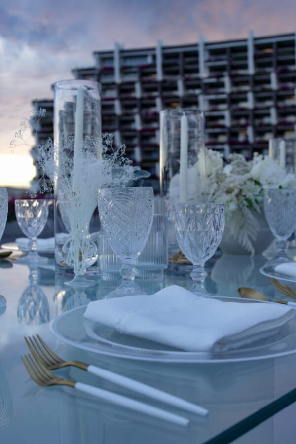 Gold and White Flatware Set